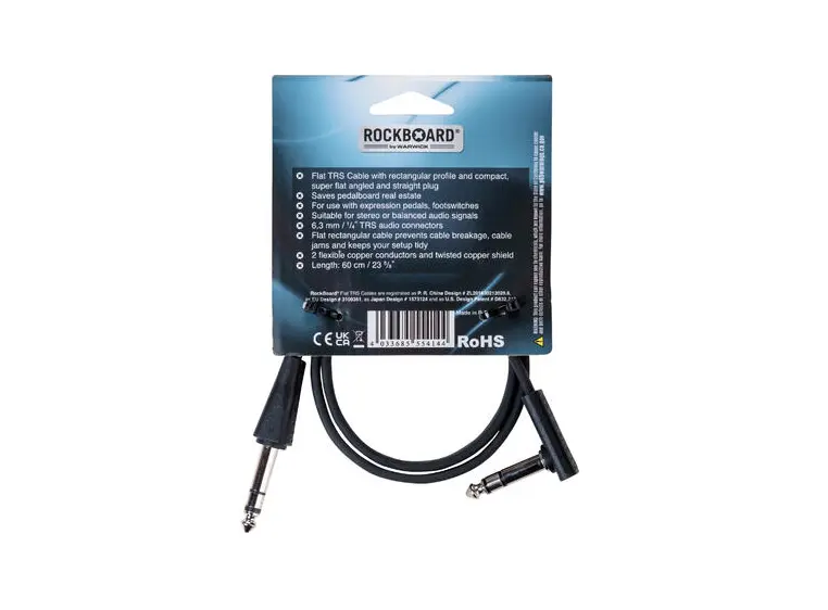 RockBoard Flat TRS Cable 60 cm 23 5/8", Straight/Str. BLK 