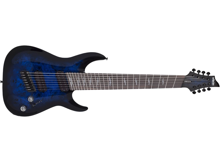 Schecter Omen Elite-8 Multiscale See-thru Blue Burst 