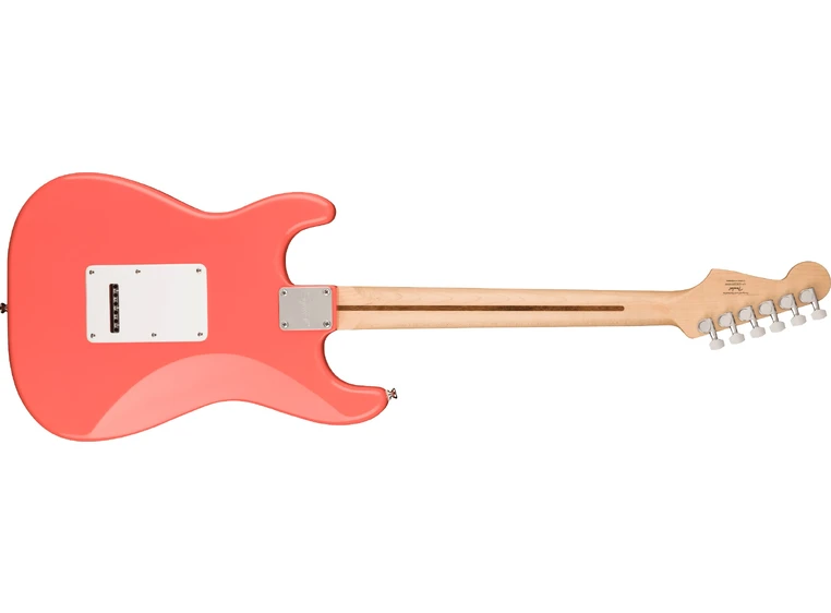 Squier Sonic Stratocaster HSS, Maple White Pickguard, Tahitian Coral 