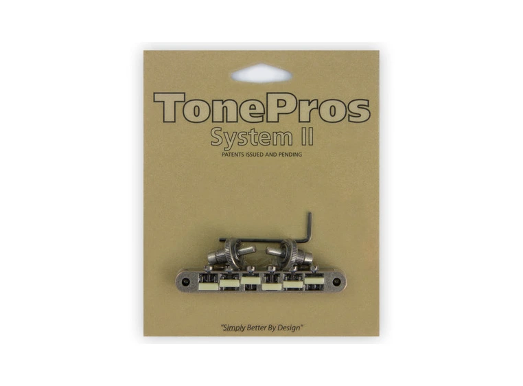 TonePros NVR2G AS - Tune-O-Matic Bridge with G Formula Saddles - Antique Silver 