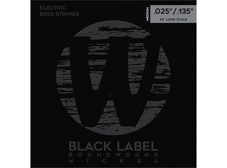 Warwick Black Label Bass String Set (025-135) Nickel 6-String, Medium