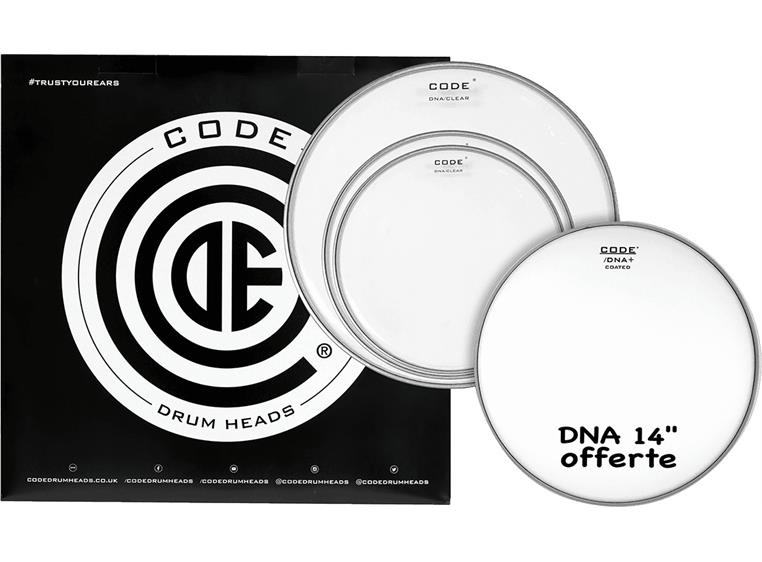 Code Drumheads TPDNACLRS DNA Std Pack 12", 13", 16" clear + 14" coated