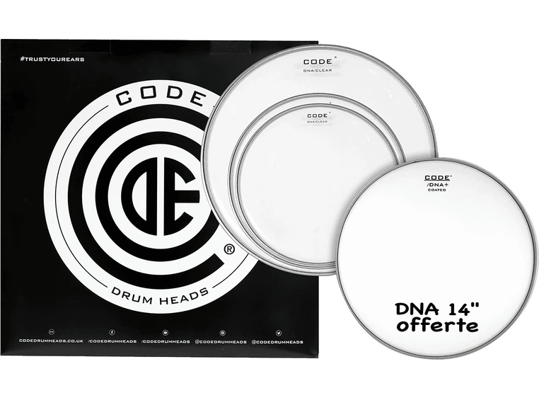 Code Drumheads TPDNACLRS DNA Std Pack 12", 13", 16" clear + 14" coated 