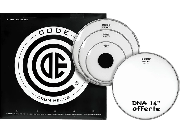 Code Drumheads TPLAWCLRF, LAW Fusion Pack 10,12,14 cl + 14" DNA coated 