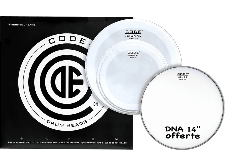 Code Drumheads TPSIGSMOR, Signal Rock 10,12, 16 smooth white + 14 DNA coated 