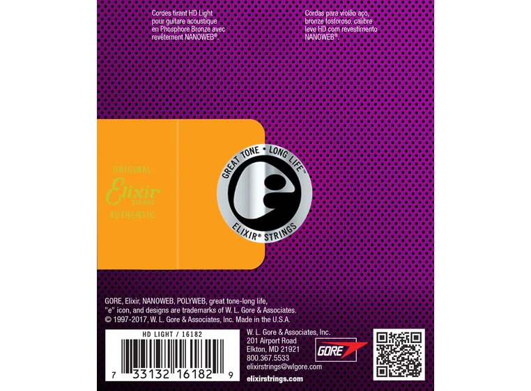 Elixir Nanoweb Phosphor Bronze HD Light (013-053) 16182 