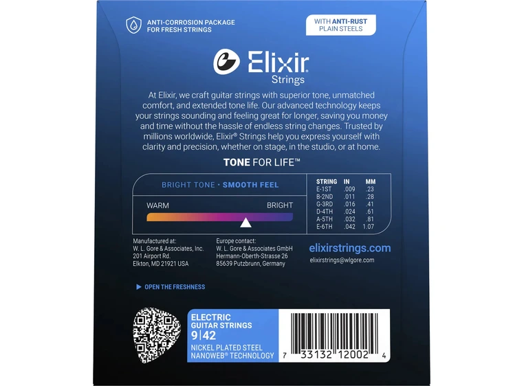 Elixir Nanoweb el-gitar 6str. (009-046) Custom Light 12027 