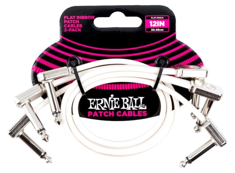 Ernie Ball EB-6386, Flat Patch Cable White 30cm, 3-Pack