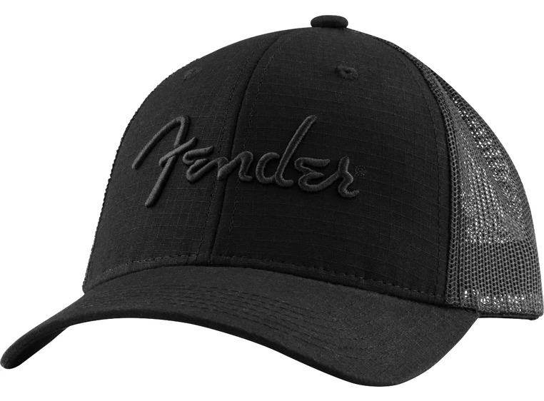Fender 6 Panel Mesh Back Pick Pocket Hat Black 