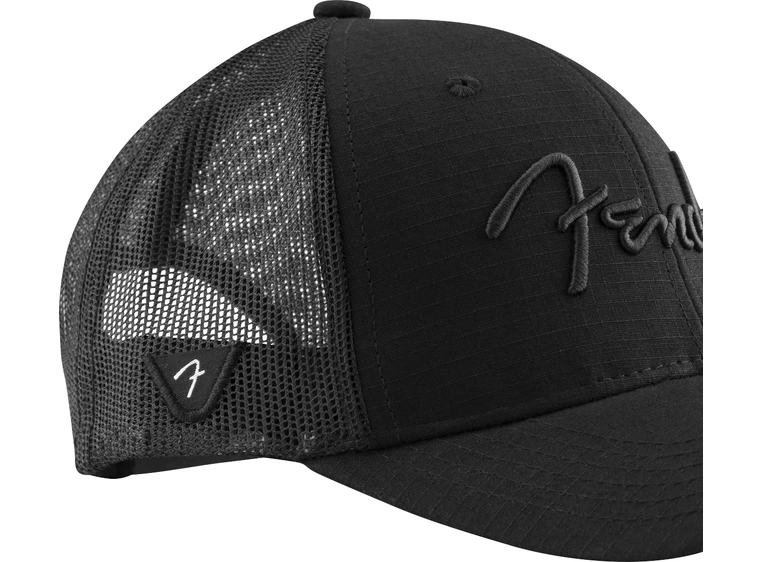Fender 6 Panel Mesh Back Pick Pocket Hat Black 