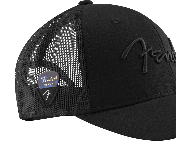 Fender 6 Panel Mesh Back Pick Pocket Hat Black 