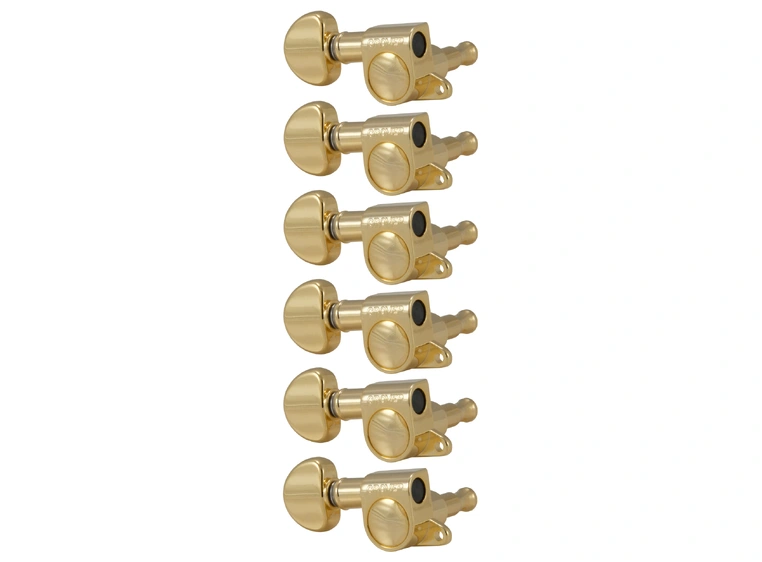 Grover 205GL6 Mini Rotomatics 6-in-Line w/Round Button, LH (Right) - Gold 