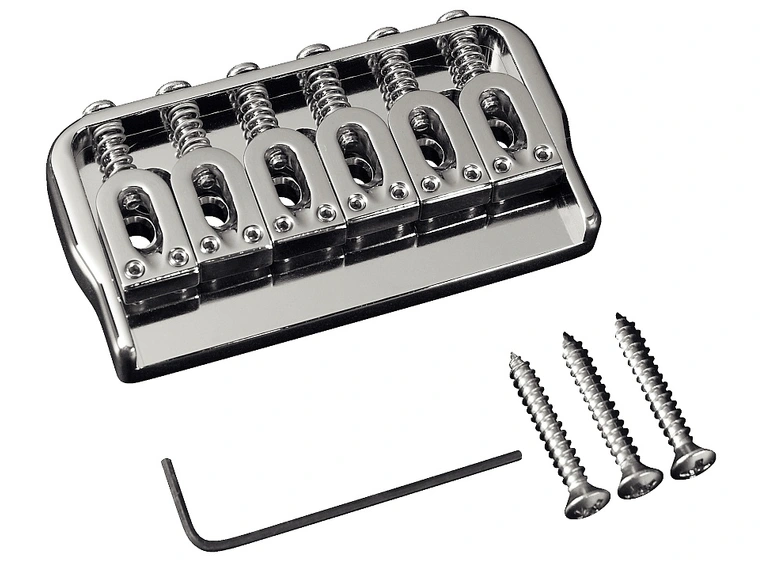 Hipshot Fixed Guitar Bridge for 6-String, .125" / 3.2 mm - Chrome 