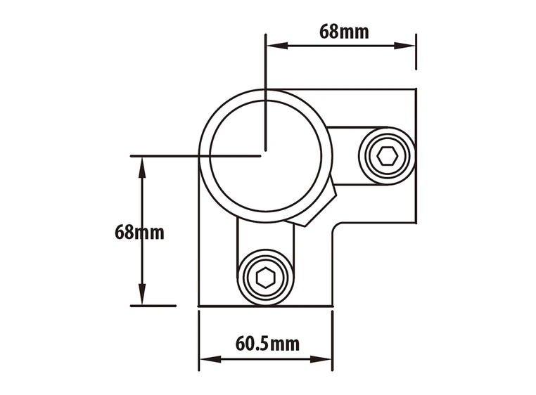 KUPO KPC-128B rør clamp hjørne 3 veis Ø48mmrørklemme.TUV.Sortmatt. 