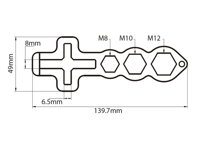 KUPO WS-140 multiverktøy For M8, M10, M12, vingemutter etc. 