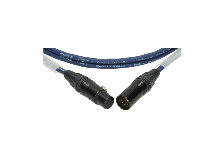 Klotz DMX 5 pin Neutrik XLR 3 pins wired Blå kabel PVC 1m 