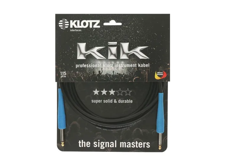 Klotz KIK Instr. Cable blue sleeves Jack 2p-Jack 2p,  3m 