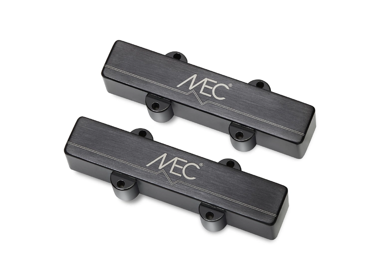 MEC Active J/J-Style Bass Pickup Set Metal Cover, Brushed Black Chrome 