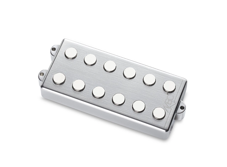 MEC Passive MM-Style Bass Pickup Metal Cover, 6-Str, BrBkChrome 