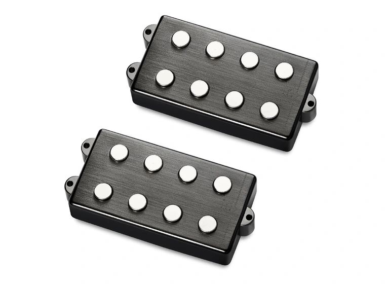 MEC Passive MM-Style Bass Pickup Set Metal Cover, 4-Str. Brushed Black Chrome 