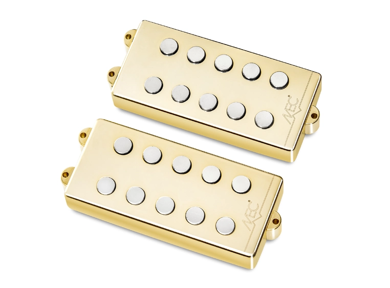MEC Passive MM-Style Bass Pickup Set Metal Cover, 5-String - Gold 