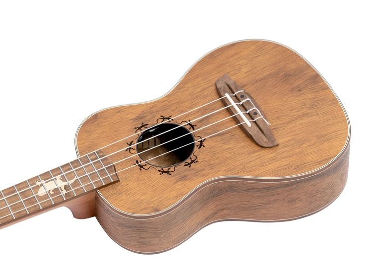 Ortega LIZARD-CC-GBL Concert ukulele med mik, Gigbag, Lefthand 