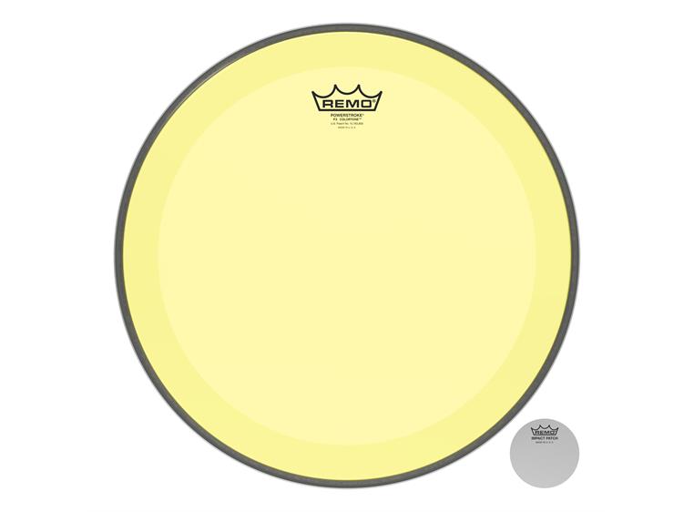 Remo P3-1316-CT-YE Powerstroke P3 Colortone Yellow Bass Drumhead, 16"