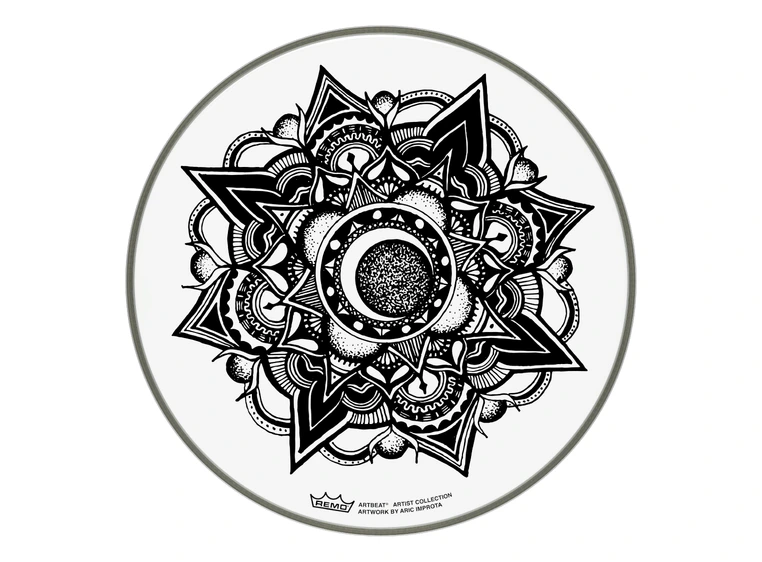 Remo PE-0013-AB-005 ARTBEAT Artist Aric Improta, Nocturnal Bloom 13" 