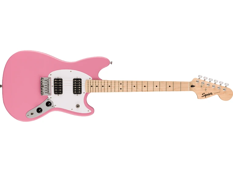 Squier Sonic Mustang HH, Maple White Pickguard, Flash Pink 