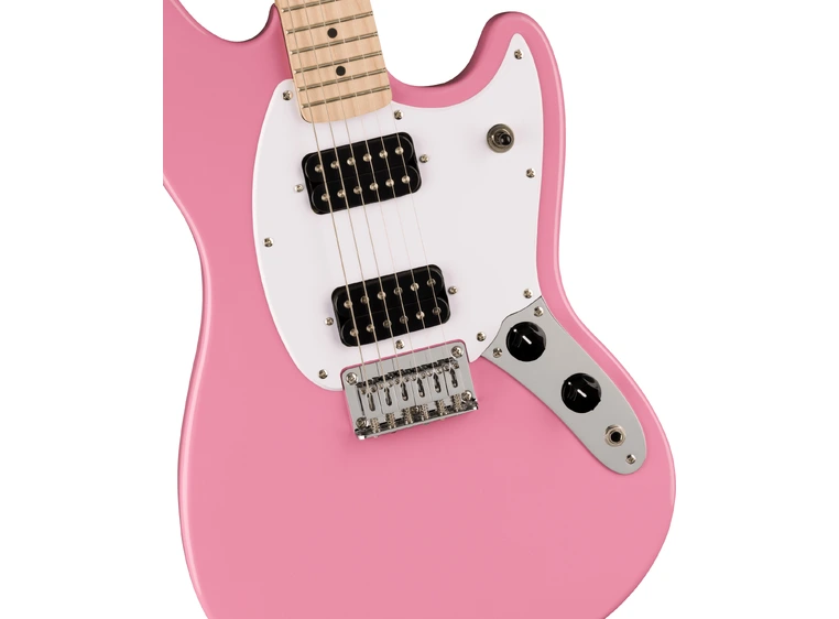 Squier Sonic Mustang HH, Maple White Pickguard, Flash Pink 
