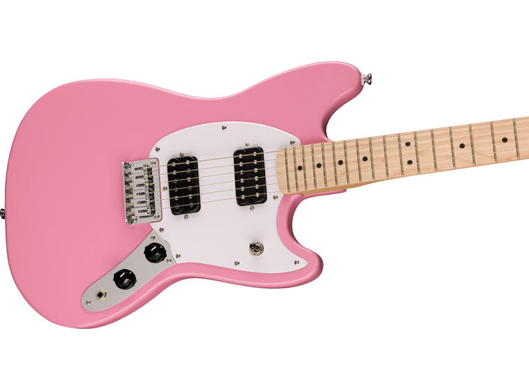 Squier Sonic Mustang HH, Maple White Pickguard, Flash Pink