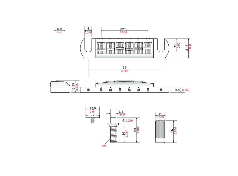 TonePros AVT2P G - Wraparound Bridge with SPRS2 Locking Studs - Gold 