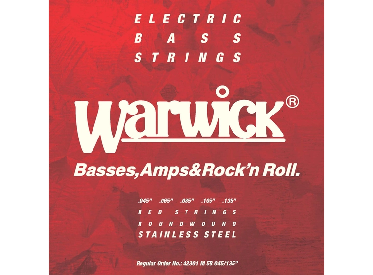 Warwick Red Strings Bass String Set (045-135) Stainless Steel - 5-String, M 