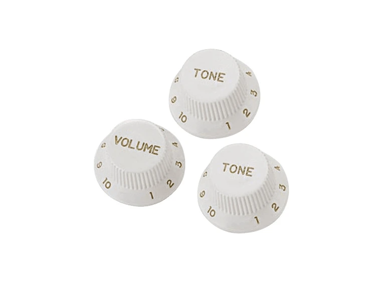 Yellow Parts EZ1215W knobs for strat (3 stk) hvit 