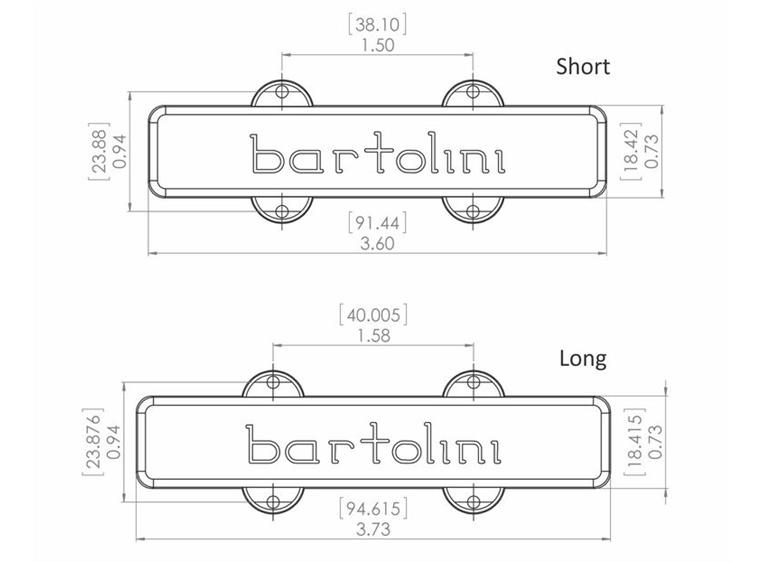 Bartolini 59J1 L/S Jazz Bass Pickup Dual In-Line Coil, 5-String, Set