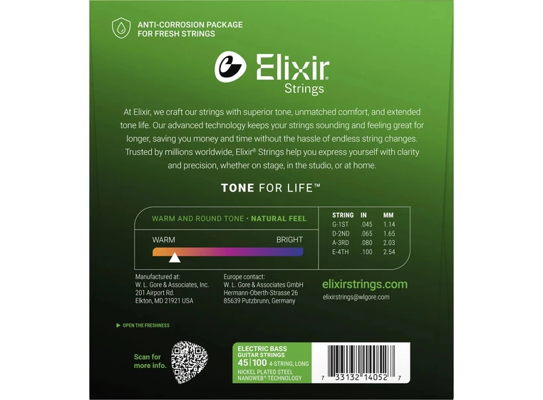 Elixir Nanoweb Bass 4str. (045-100) Light 14052 