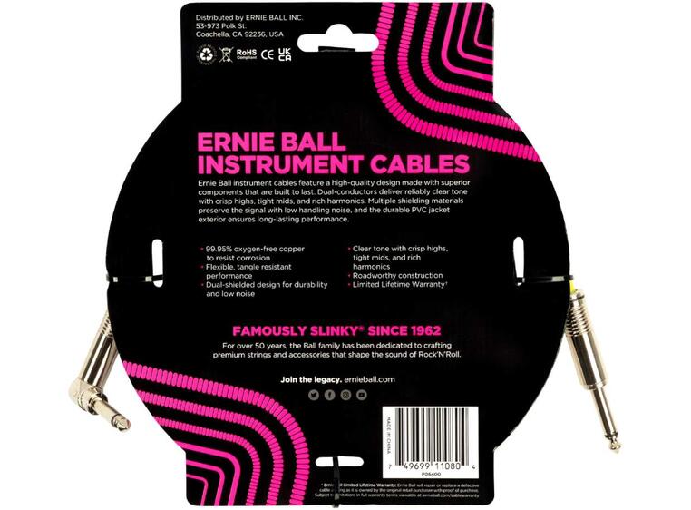 Ernie Ball EB-6400 Instrumentkabel 4.5m hvit