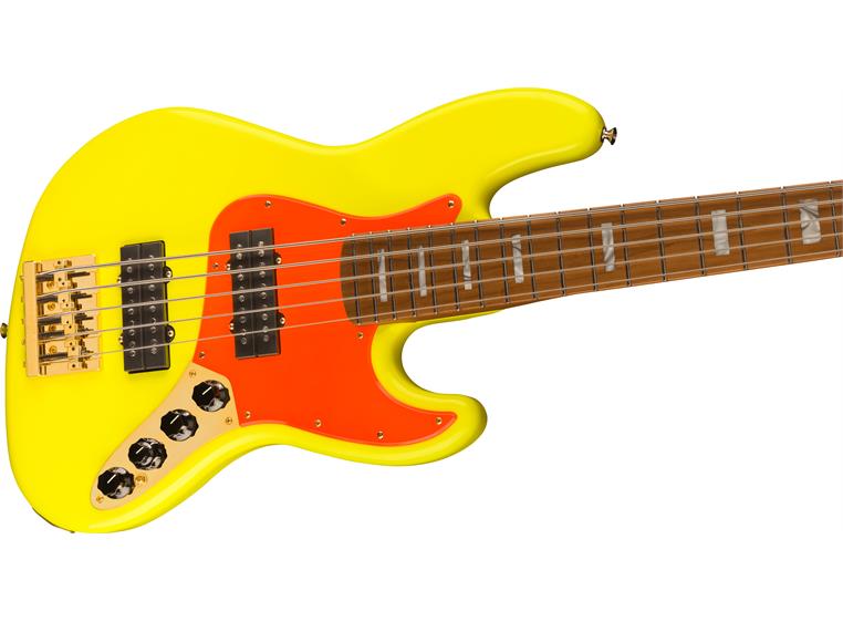 Fender MonoNeon Jazz Bass V Neon Yellow, Maple Fingerboard