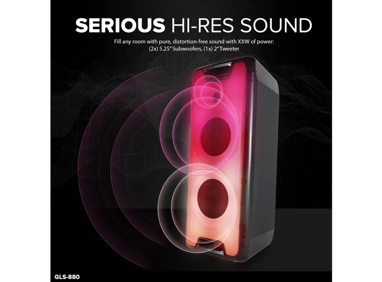 Gemini GLS-880 dobbel 8" oppladbar høyttaler m/LED-lys 