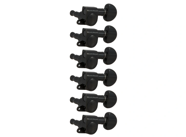 Grover 205BC6 Mini Rotomatics 6-in-Line w/Round Button  (Left) - Black Chrome 