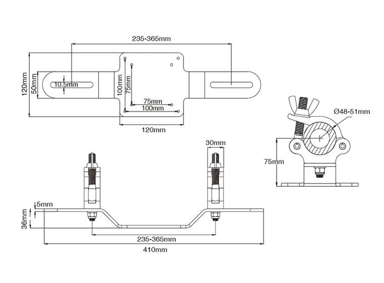 KUPO KCP-886 VESA screen truss mount For 75-100mm VESA til 30/40 cm truss
