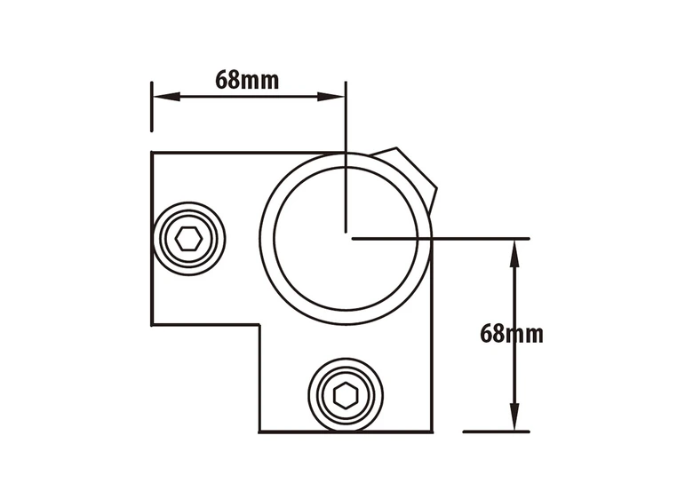 KUPO KPC-116B rør clamp hjørne 3 veis Ø48mmrørklemme.TUV.Sortmatt. 