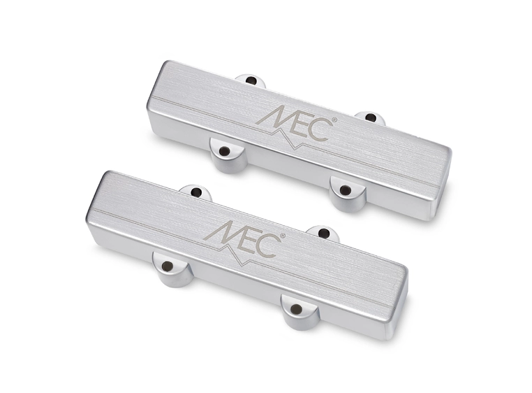 MEC Active J/J-Style Bass Pickup Set Metal Cover, 5-String - Brushed Chrome 