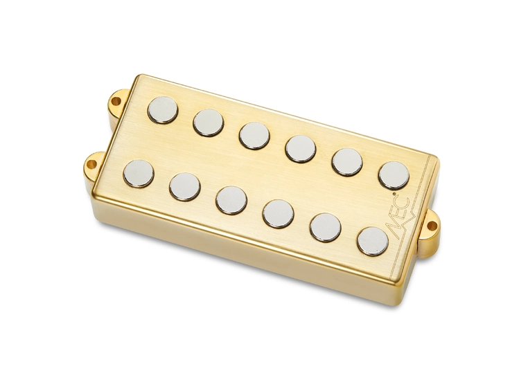 MEC Passive MM-Style Bass Pickup Metal Cover, 6-Str, Neck, Brushed Gold 