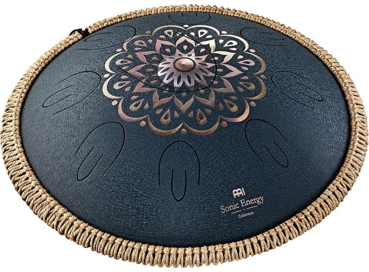Meinl OSTD2NBE Octave Steel Tongue Drum D Amara, Engraved Floral, Navy Blue 