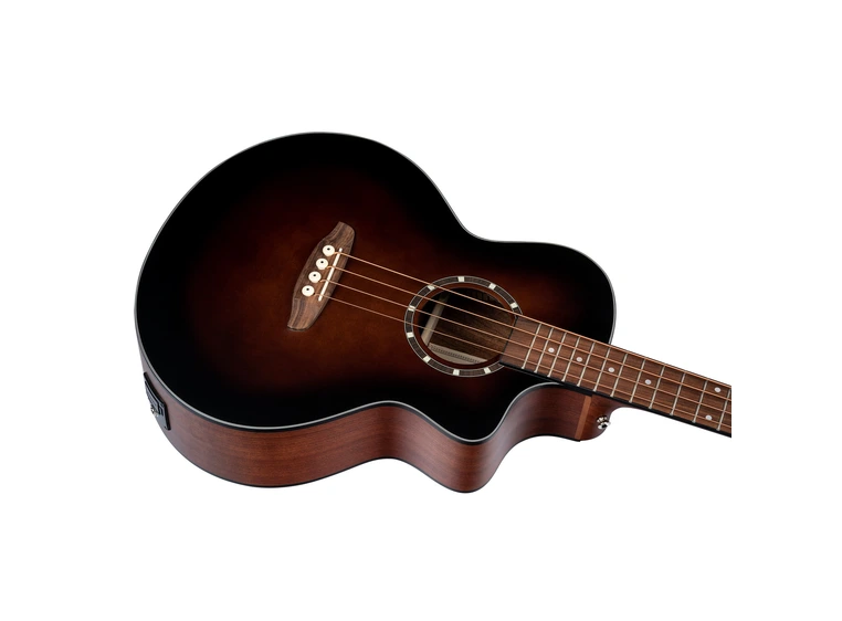 Ortega D7CE-BFT-4 4-streng Ak. bass Med mik., Cutaway, Bourbon Fade 