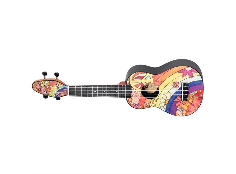 Ortega K2-68-L Keiki Soprano ukulele- pakke, Peace 68, Lefthand