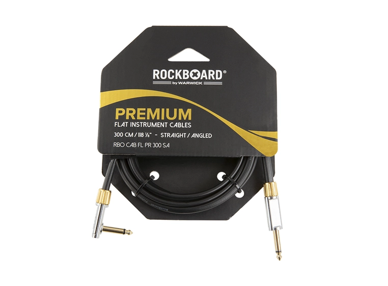 RockBoard Flat Instrument Cable, 300 cm Straight / Angled, Premium Series 