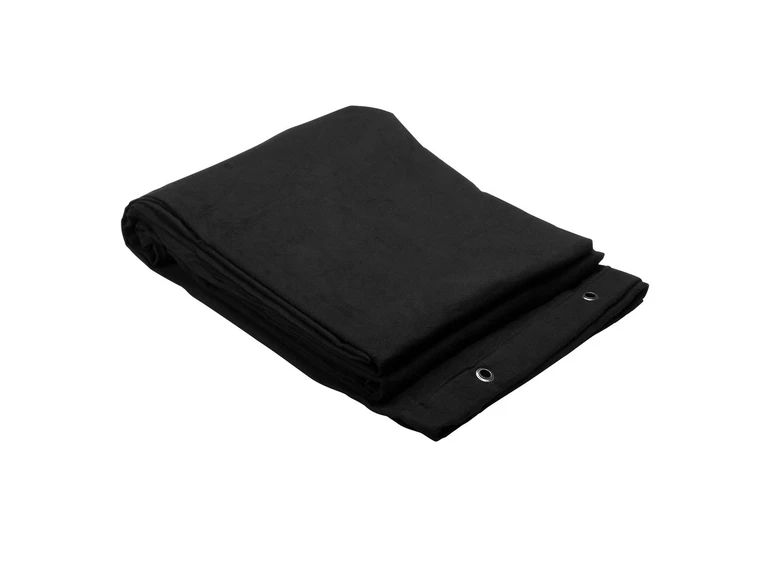 Sceneteppe molton 3x3m ferdigsydd Sort, 160g/m2, maljer i bredden (3m) 