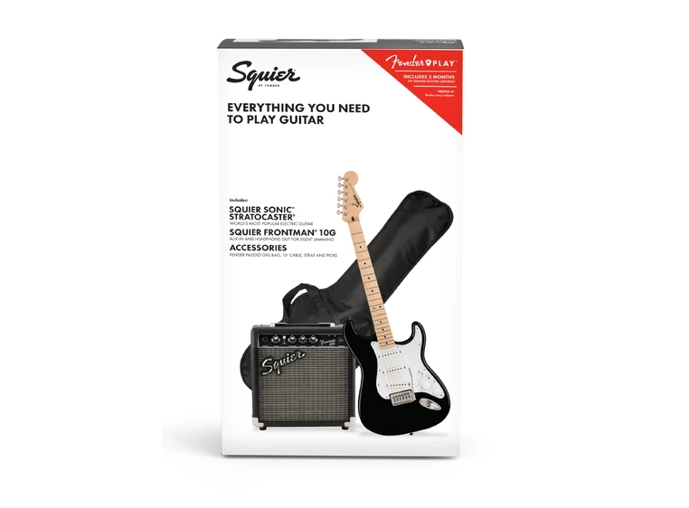 Squier Sonic Stratocaster Pack MN Black, Gig Bag, 10G - 230V EU 